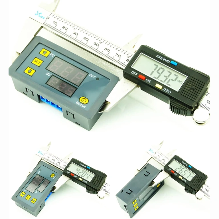 Pohled zepředu na modul s uvedenými rozměry