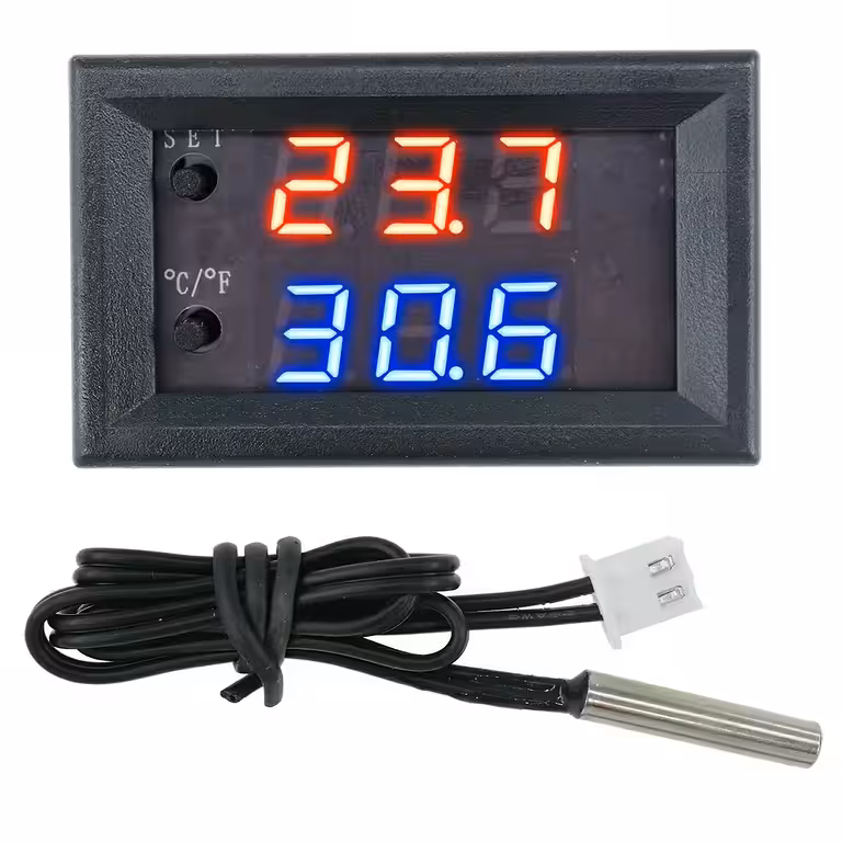 Digitální termostat s čidlem a relé 12V – regulace teploty pro inkubátor, vejce, líheň, akvárium
