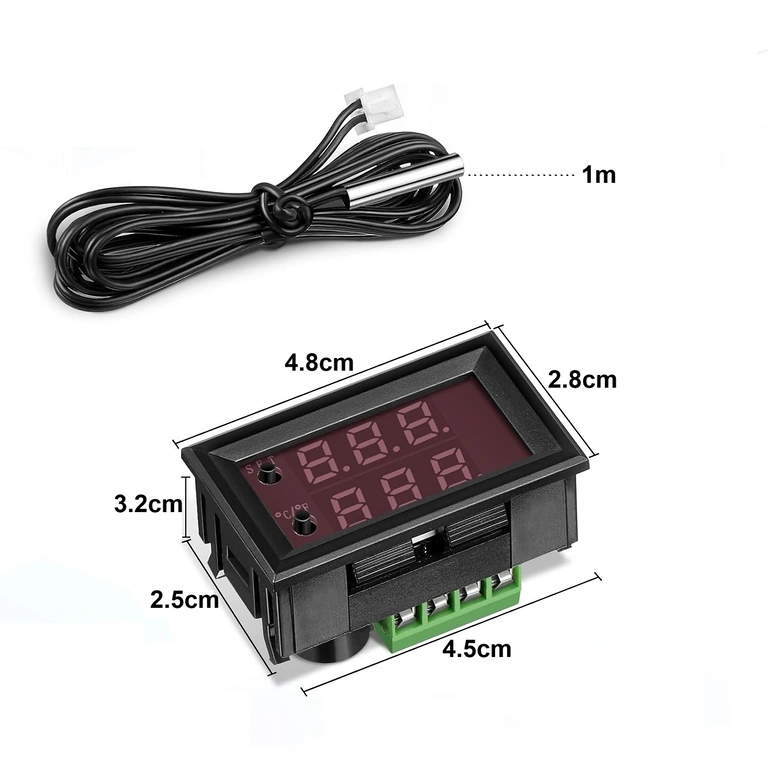 Rozměry digitálního termostatu Rozměry digitálního termostatu 48x28x32 mm