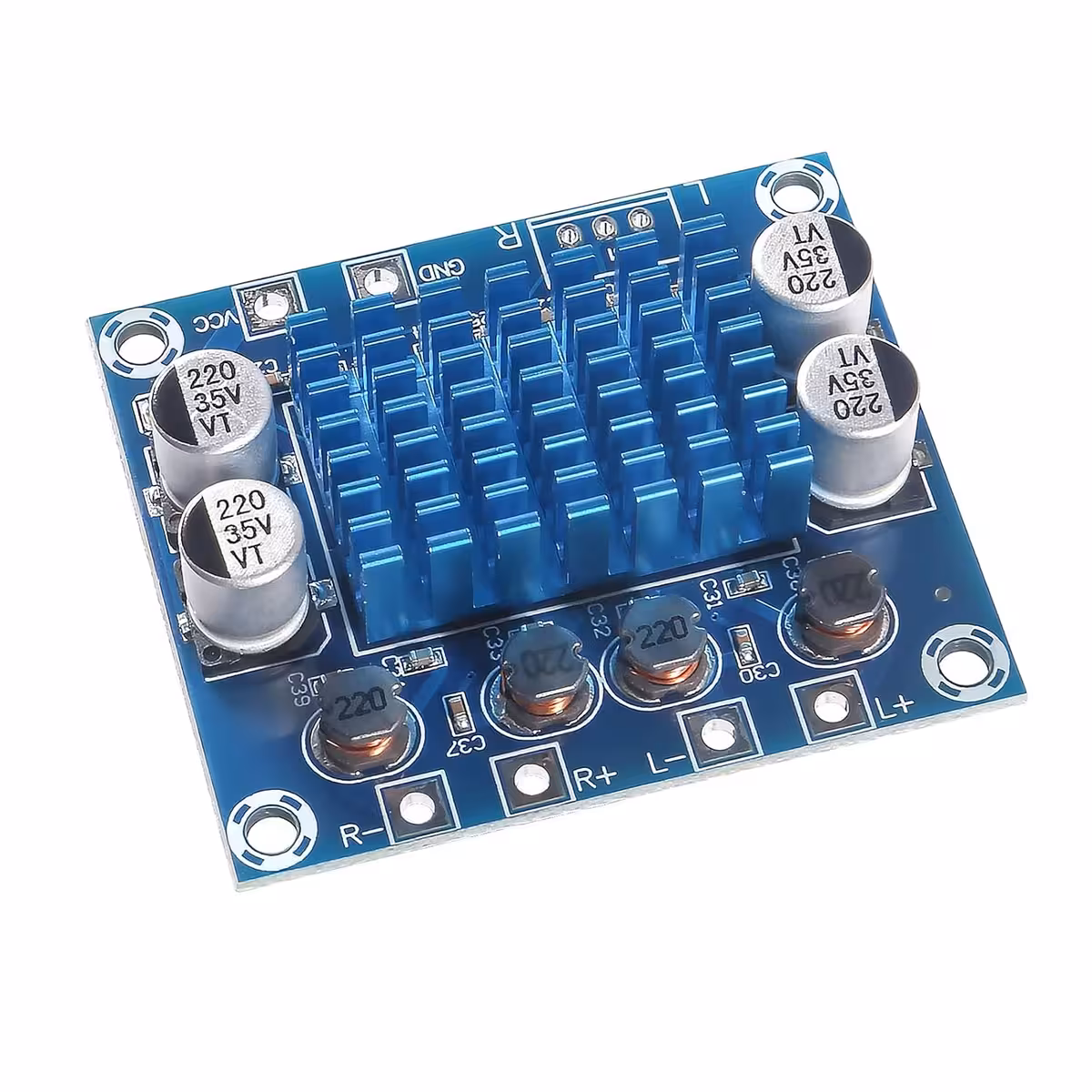 Deska stereo audio zesilovače XH-A232 se 2 kanály a celkovým výkonem 60W