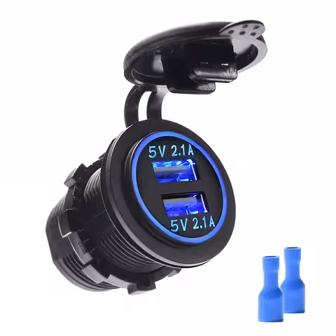 Auto zásuvka zapalovače s dvojitým USB 12V/24V – panelová nabíječka 2x 2.1A s LED a ochranou