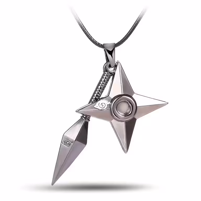 Řetízek cosplay Naruto Uzumaki s kunai a shurikenem – anime doplněk
