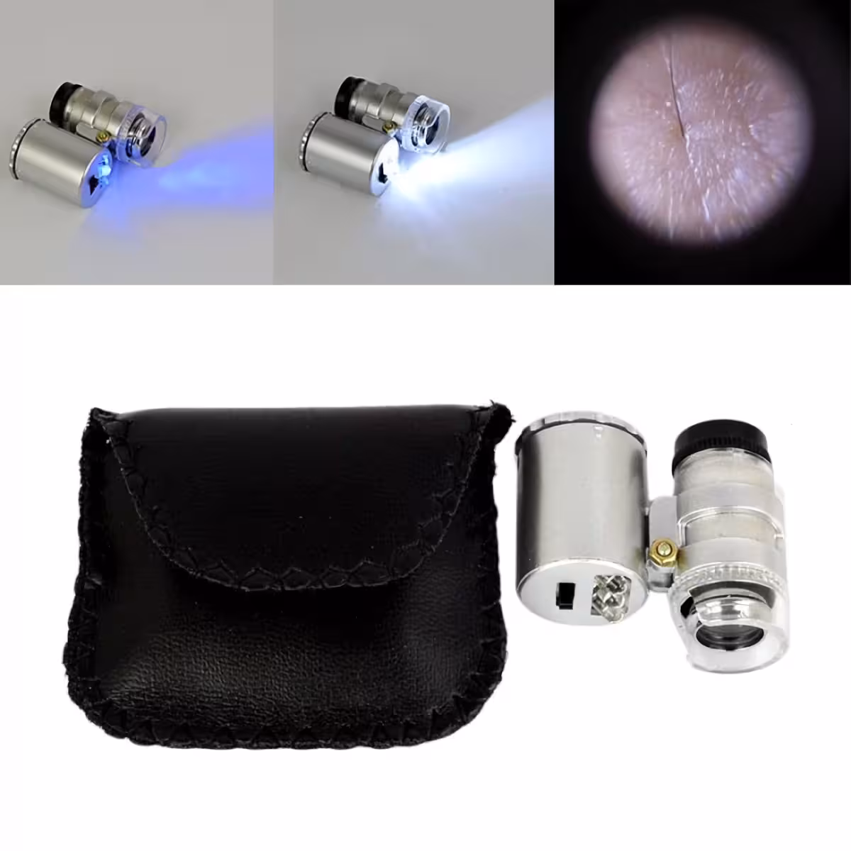 Mikroskop s UV LED pro kontrolu bankovek a šperků