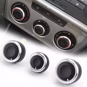 Sada 3 tlačítek klimatizace palubní desky AC VW Golf 5 6 Passat B6 B7 Škoda Octavia 2 – hliník