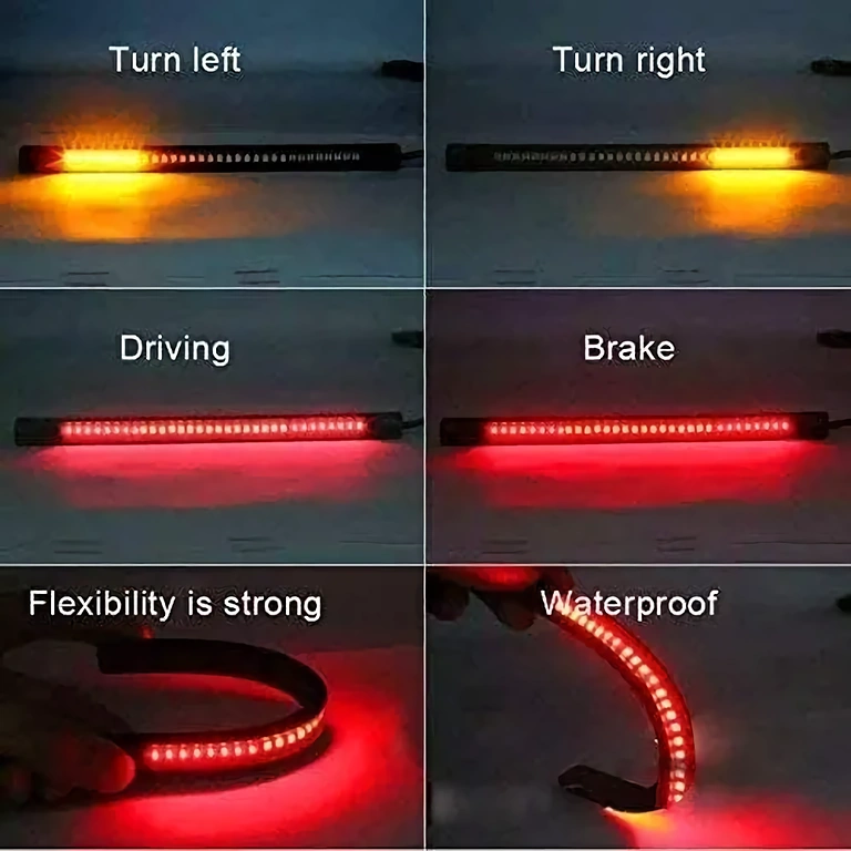 Kombinované světlo pro brzdu a směrovku na flexibilním pásku
