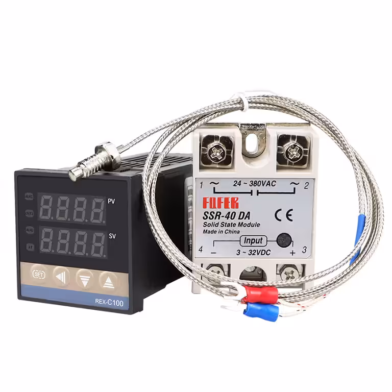 Digitální termostat regulátor teploty 220V 0-400°C s relé SSR 40A REX C100