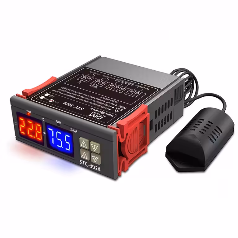 Digitální termostat a hygrostat STC-3028 220V s čidlem vlhkosti
