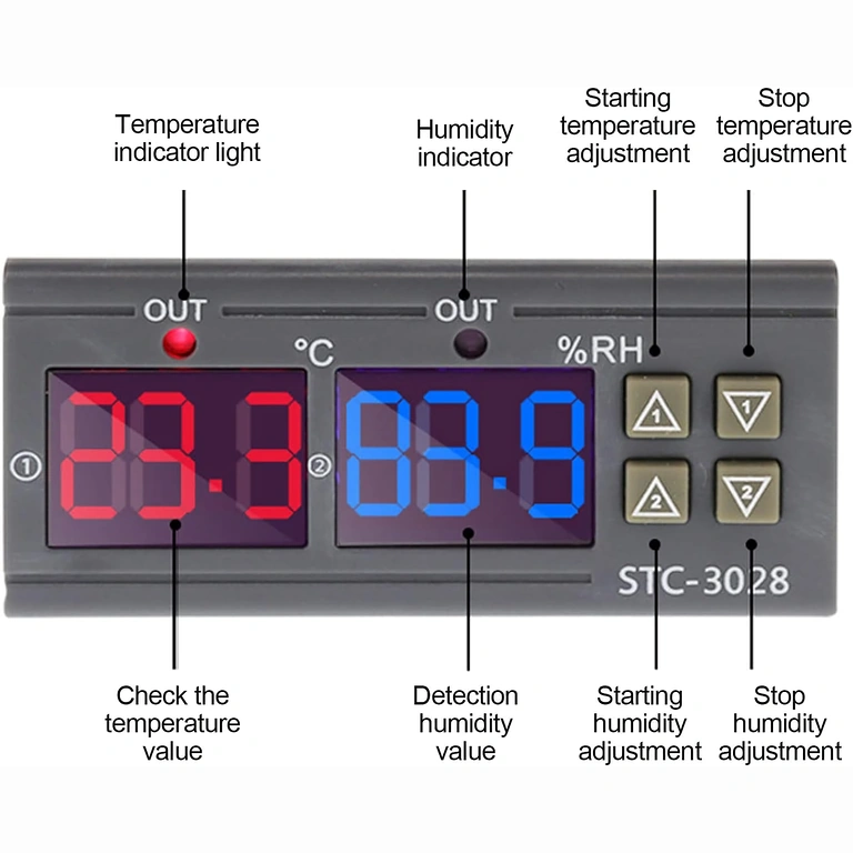 Tlačítka pro nastavení teploty a vlhkosti