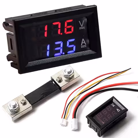 Digitální voltmetr ampérmetr 0–100V 100A se šuntem v ceně – LED panelový displej stejnosměrného proudu auto