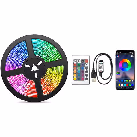 LED pásek RGB 10 m s USB, Bluetooth, dálkovým ovládáním a efekty podle hudby pro TV a dekoraci