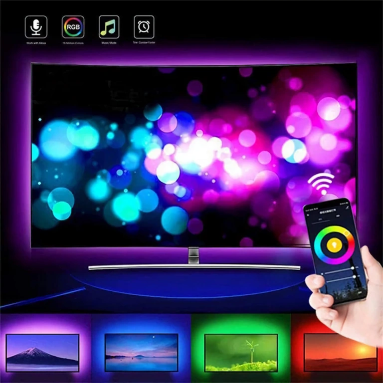 LED pás 10m s bluetooth a hudebními efekty 10m RGB LED pásek s efekty ovládanými aplikací a reakcí na hudbu