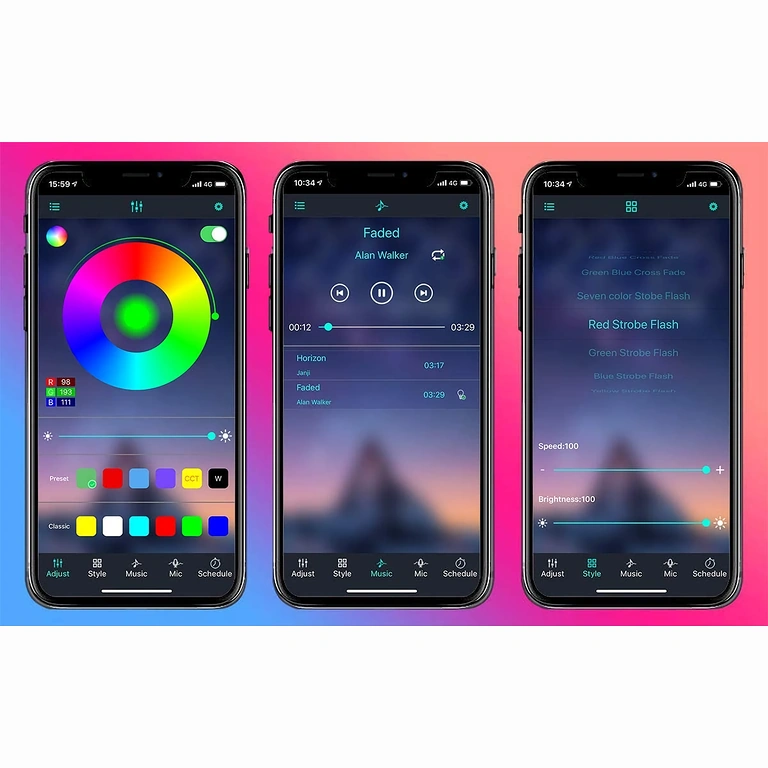 LED pás pro TV – ovládání přes bluetooth LED pásek pro televizor s ambientním osvětlením, nastavitelnou intenzitou a barvami