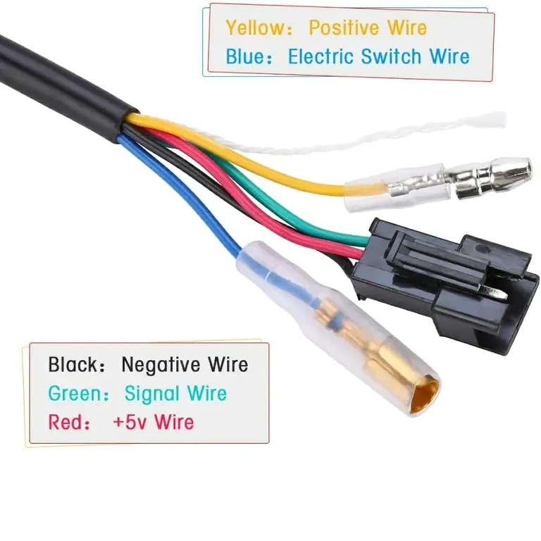 Schéma vodičů pro správnou instalaci páčky akcelerátoru s displejem napětí