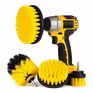 Sada 3 rotačních nylonových kartáčů na vrtačku – čištění čalounění, koberce, rohože a plastu