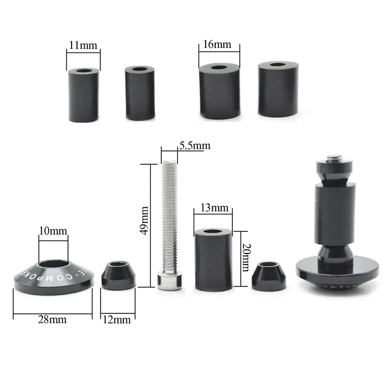 Koncovky řídítek se 3 velikostmi vložek pro přesné upevnění