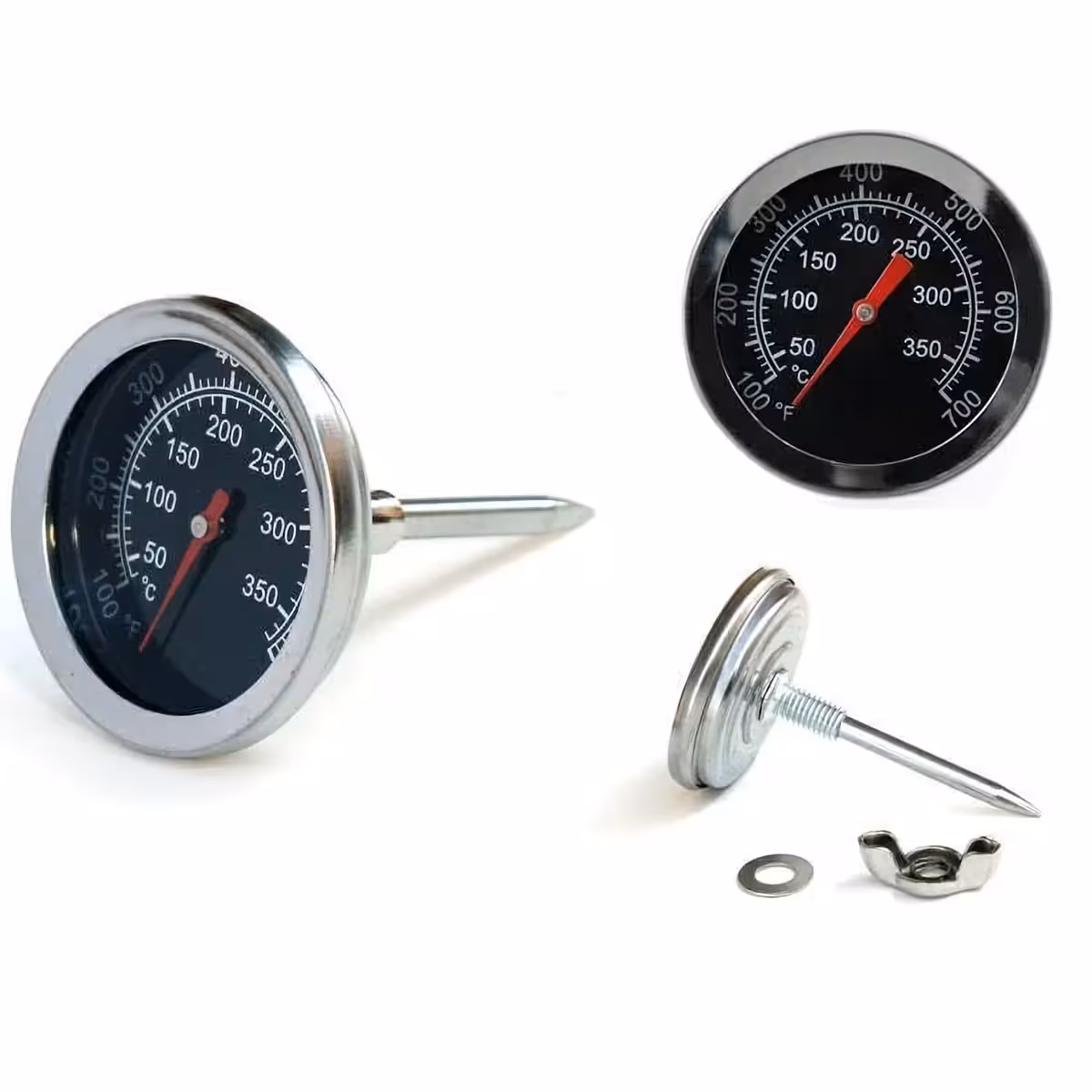 Kulatý nerezový teploměr, ideální pro grilovací kopule, snadná montáž