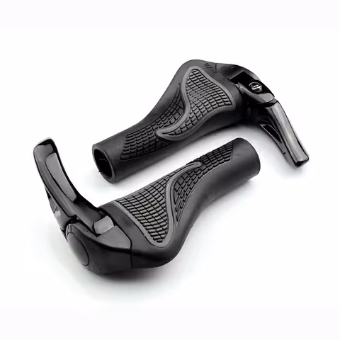 Ergonomické MTB gripy černé s rohy lock-on – pro kolo a elektrokoloběžku