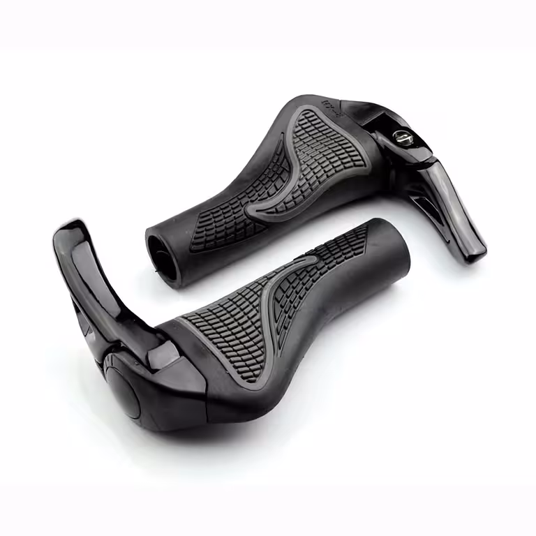 Ergonomické MTB gripy černé s rohy lock-on – pro kolo a elektrokoloběžku