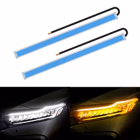 Denní svícení DRL LED pásky se sekvenčním dynamickým blinkrem LED FLOW – 2 flexibilní pásky 60 cm, IP65