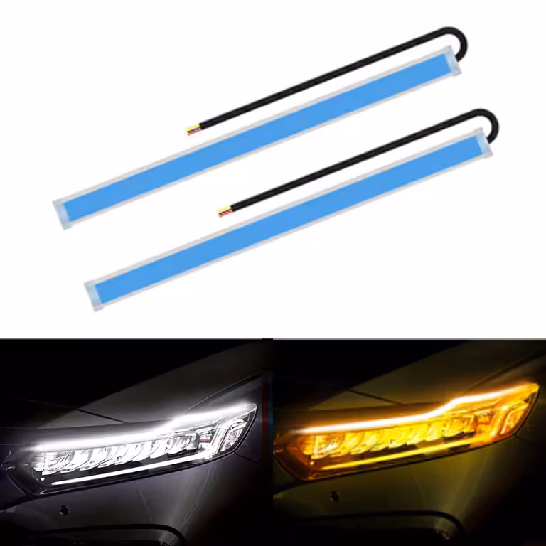 Denní svícení DRL LED pásky se sekvenčním dynamickým blinkrem LED FLOW – 2 flexibilní pásky 60 cm, IP65
