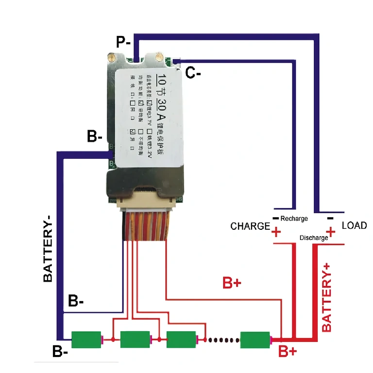BMS modul 10S 36V pro ochranu lithium-ion baterií, 30A