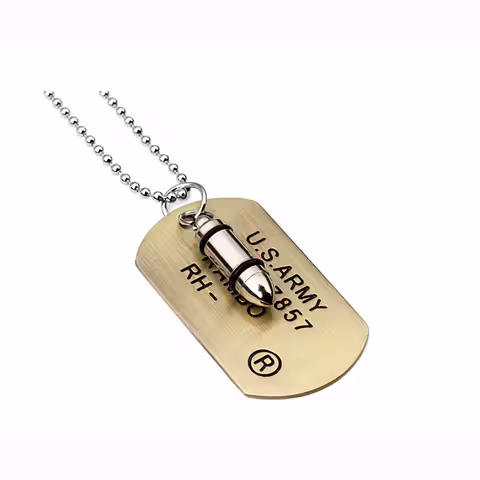 Dog Tag vojenský náhrdelník s nábojem z nerezové oceli – pánský army řetízek 70 cm