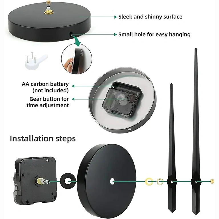 Velké 3D nástěnné hodiny s černými lesklými číslicemi, bezhlučný chod