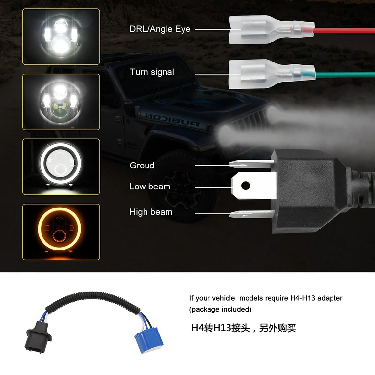 Kulaté LED světlo pro Harley FLD, Touring, Softail (1991–2013)