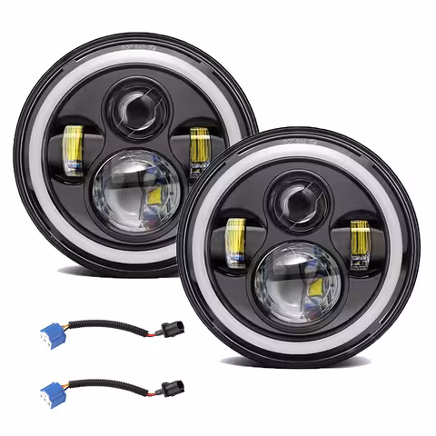 Kulatý LED světlomet 7 palců pro Jeep Wrangler, Suzuki Samurai, Nissan Patrol – výkonné auto a moto osvětlení