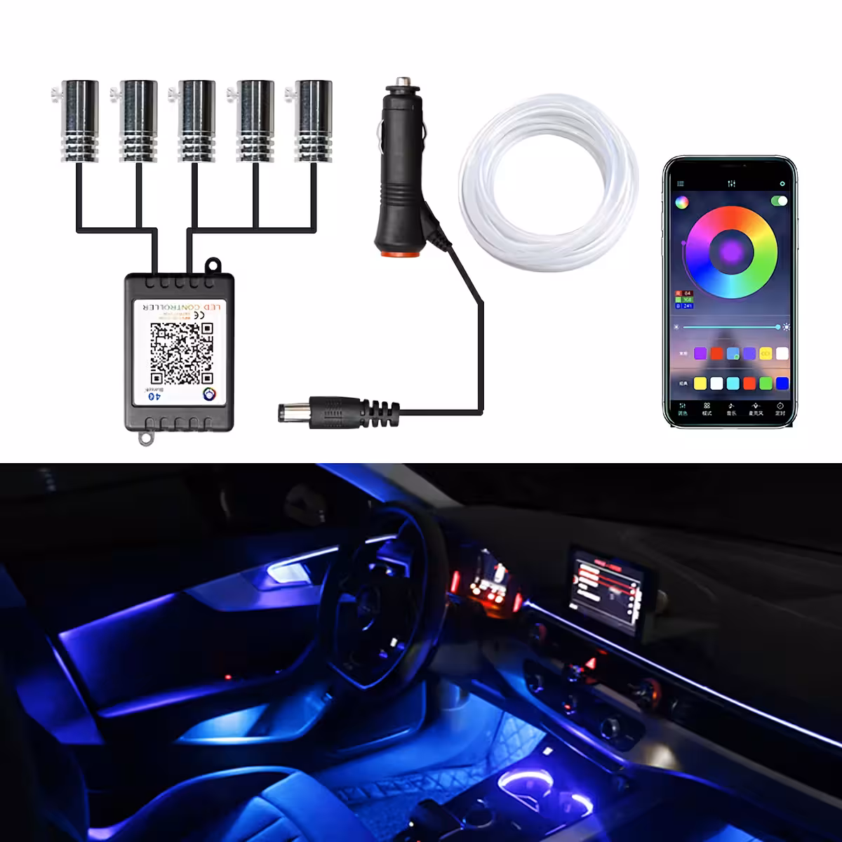 Flexibilní neonové osvětlení pro automobilní ambient