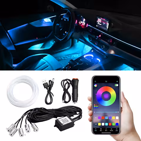 Flexibilní NEON kabel RGB 6m pro ambientní auto osvětlení – ovládání přes mobilní aplikaci