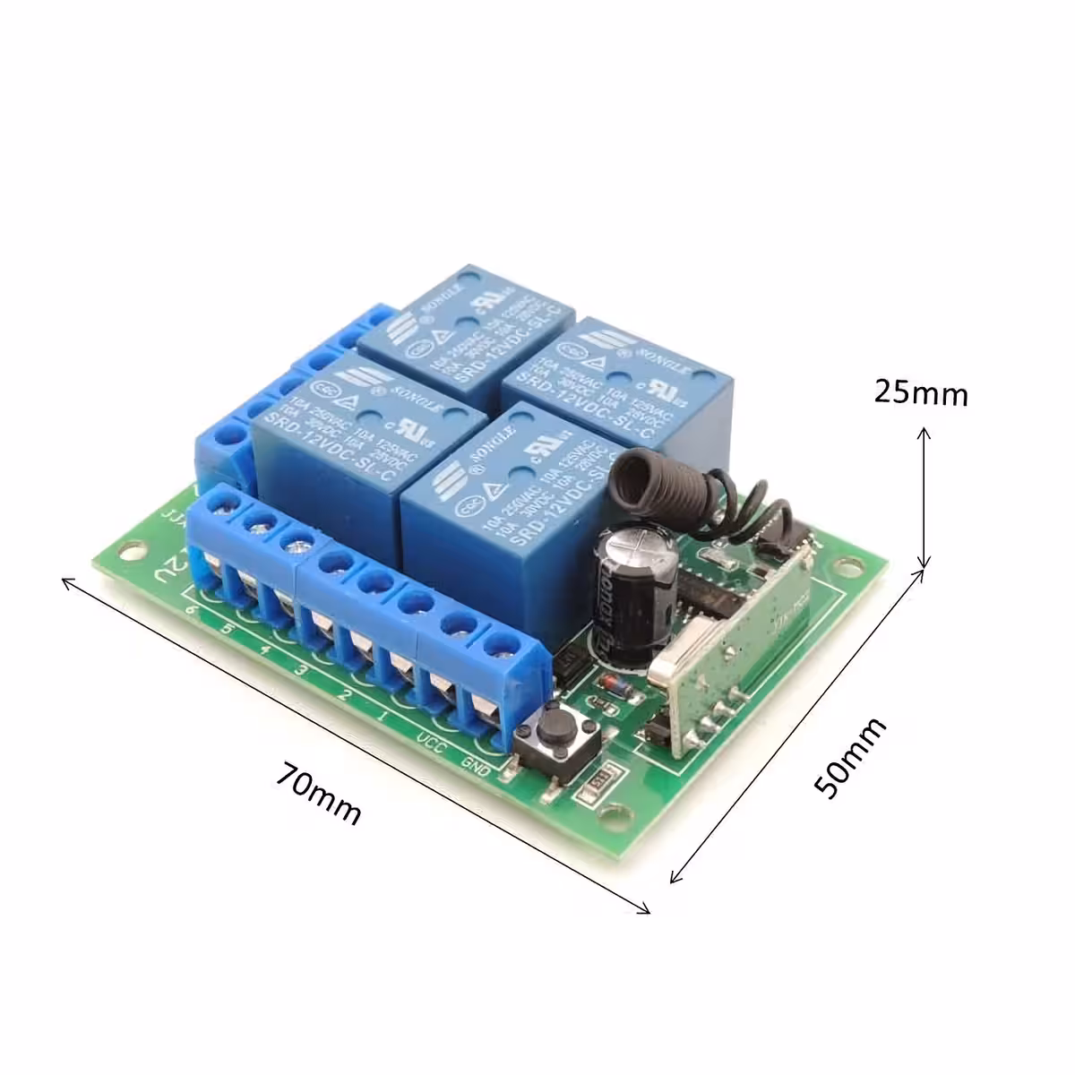 Relé s dálkovým ovládáním pro garážová vrata, brány a automatizované systémy