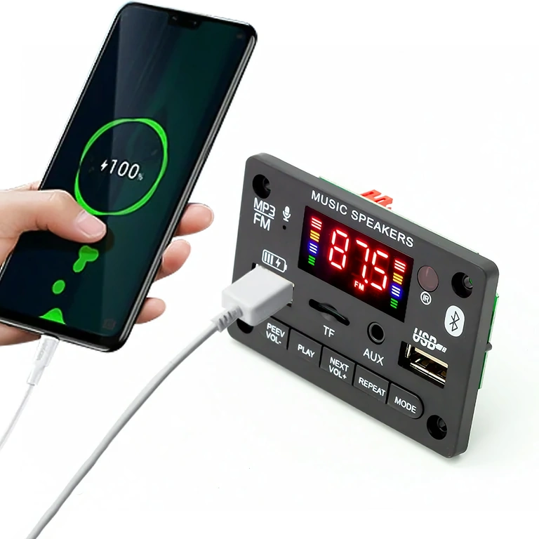 Bluetooth 5.0 audio modul s 2x40W zesilovačem Bluetooth stereo modul 5.0 s audio zesilovačem 2x40W pro reproduktory