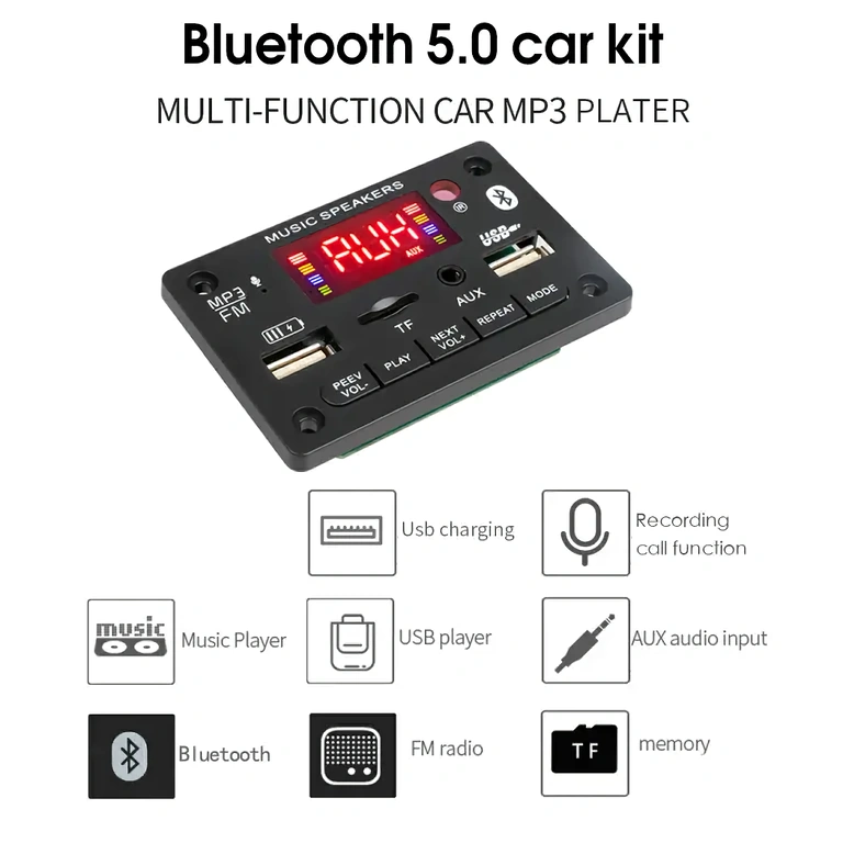 MP3 přehrávač s Bluetooth a FM Modul s MP3 přehrávačem, FM rádiem a Bluetooth 5.0 pro DIY projekty