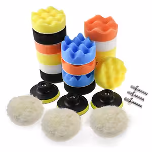 Sada na leštění auta s unašeči 75mm a houbičkami 80mm – adaptéry pro vrtačku včetně