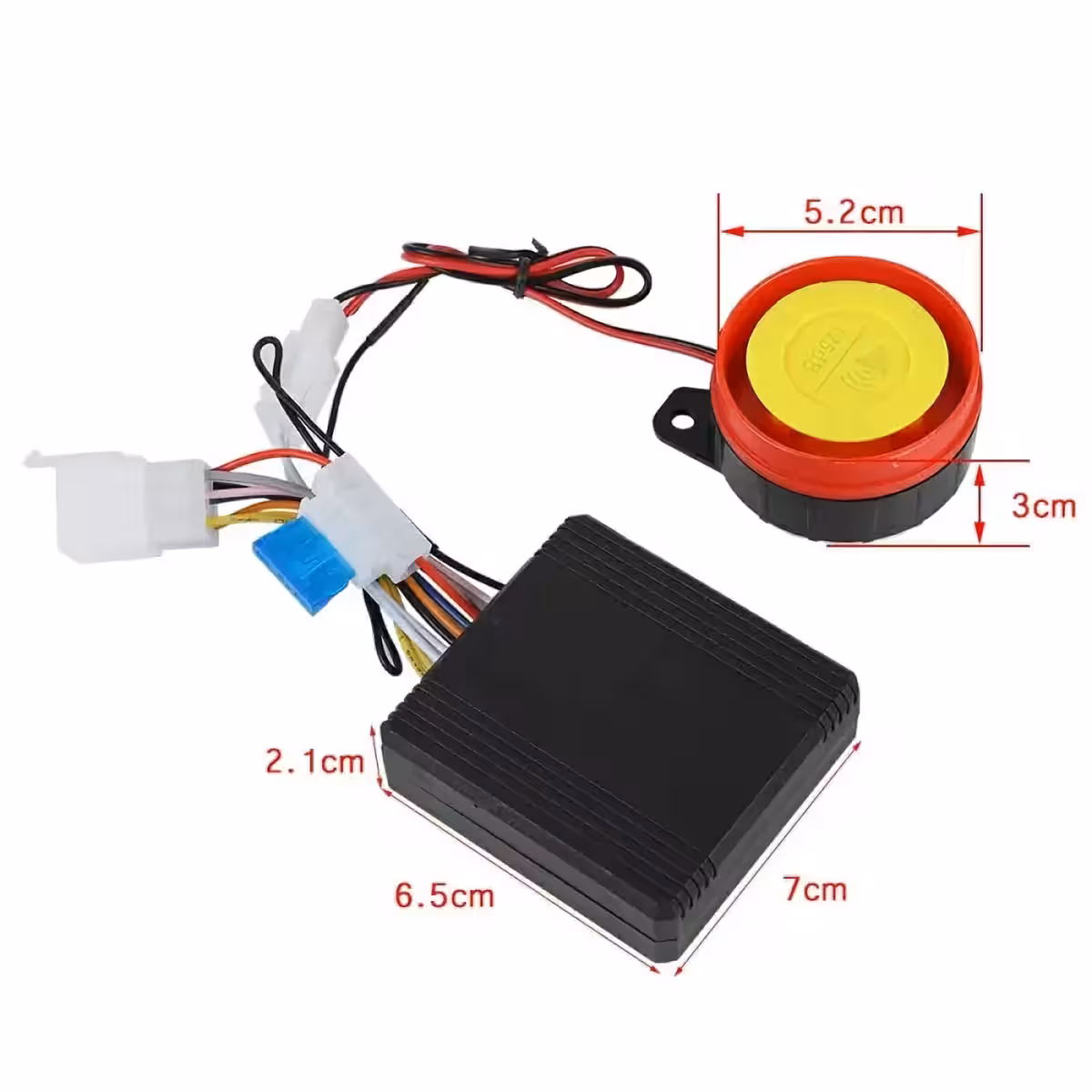 Rozměry motocyklového protikradeného systému a dálkového ovladače