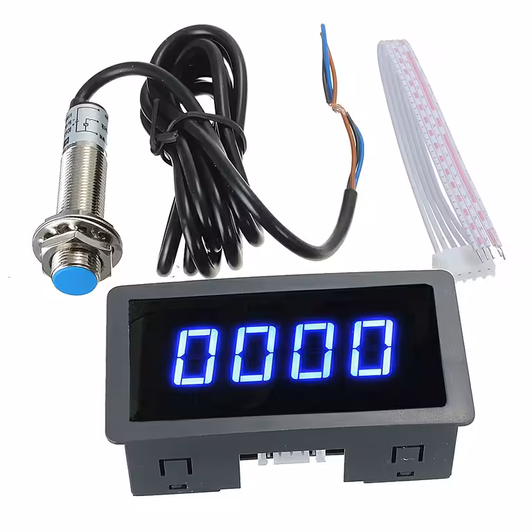 Digitální otáčkoměr se senzorem Hall pro traktor, soustruh, kombajn – 12V/24V, LED RPM
