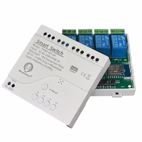 Chytré WiFi relé 4 kanály – Smart spínač Tuya 220V s dálkovým ovládáním