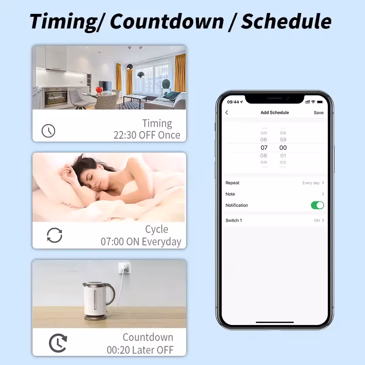 Chytrá zásuvka s programovatelnou funkcí pro automatické ovládání