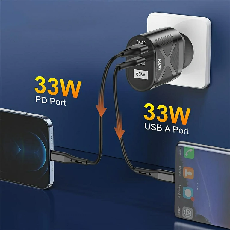 Kompaktní GaN nabíječka s USB-C a USB-A, ideální na cesty