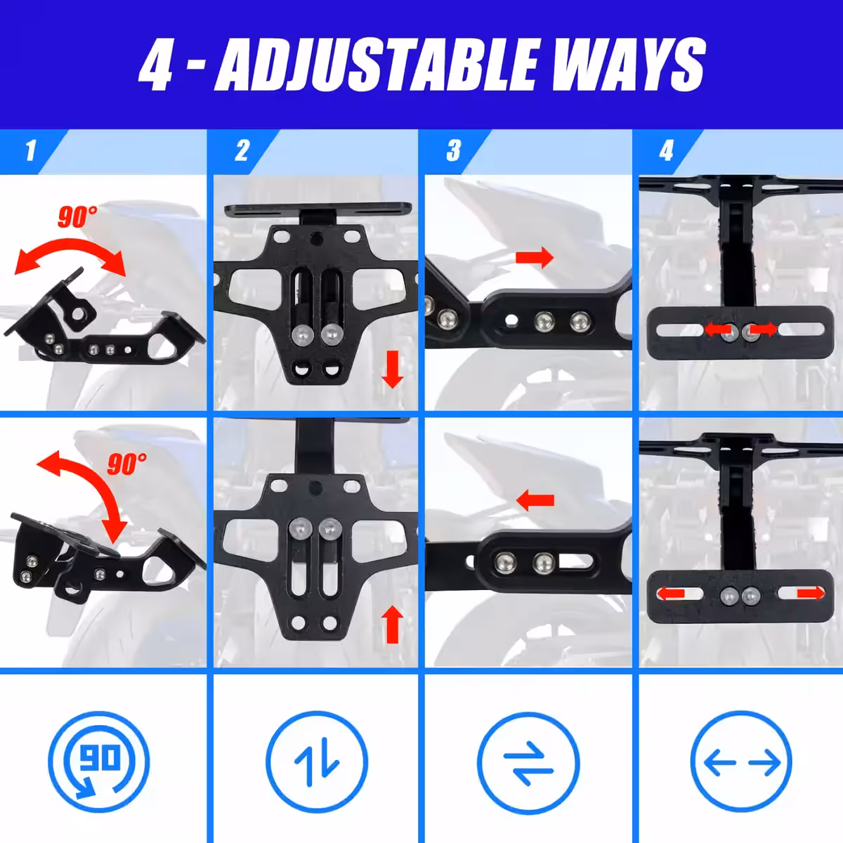 Nastavitelný univerzální držák registrační značky motocyklu
