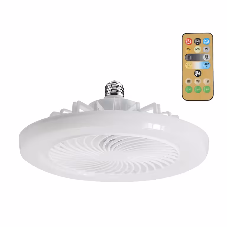 Stropní ventilátor bílý s dálkovým ovládáním a stmívatelným LED světlem – interiér & terasa