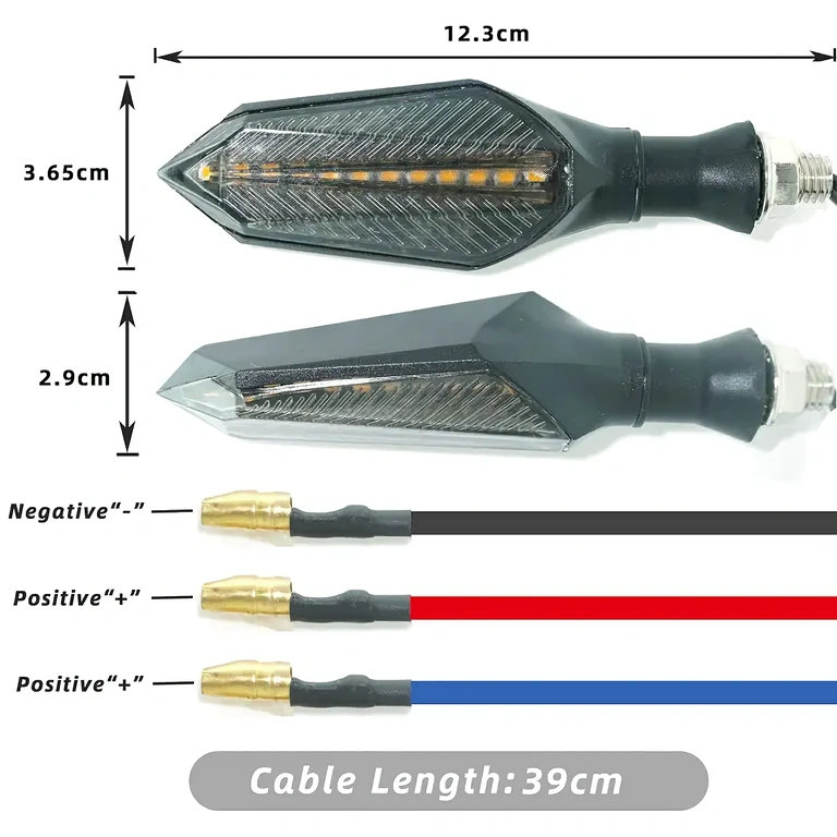 Blinkry s černým, modrým a červeným vodičem pro připojení