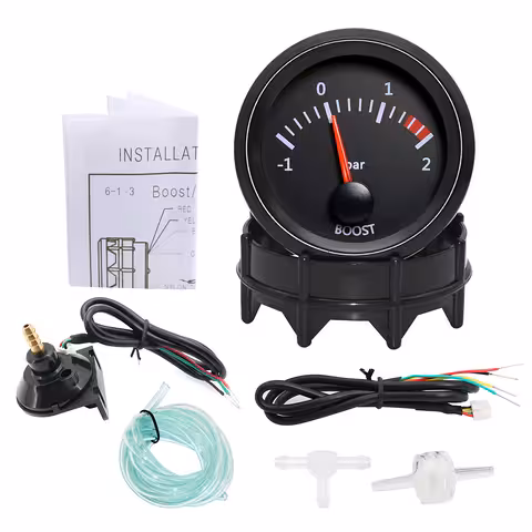 Budík plnicího tlaku turba 2 bary – manometr turbo 52mm s ukazatelem a montážním držákem