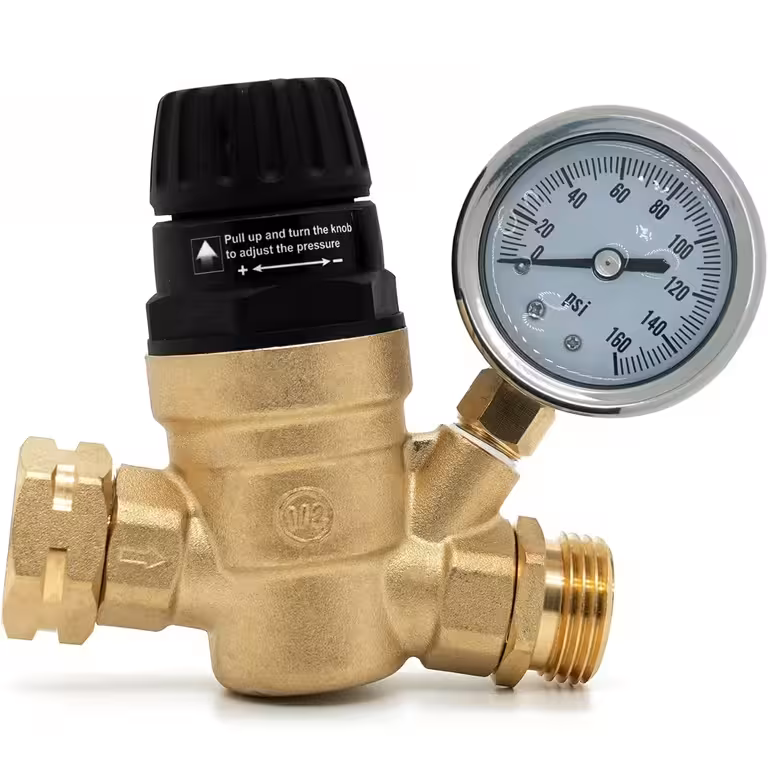 Regulátor / reduktor tlaku vody 3/4″ s manometrem – omezovač pro zavlažování, čerpadlo, bojler, karavan