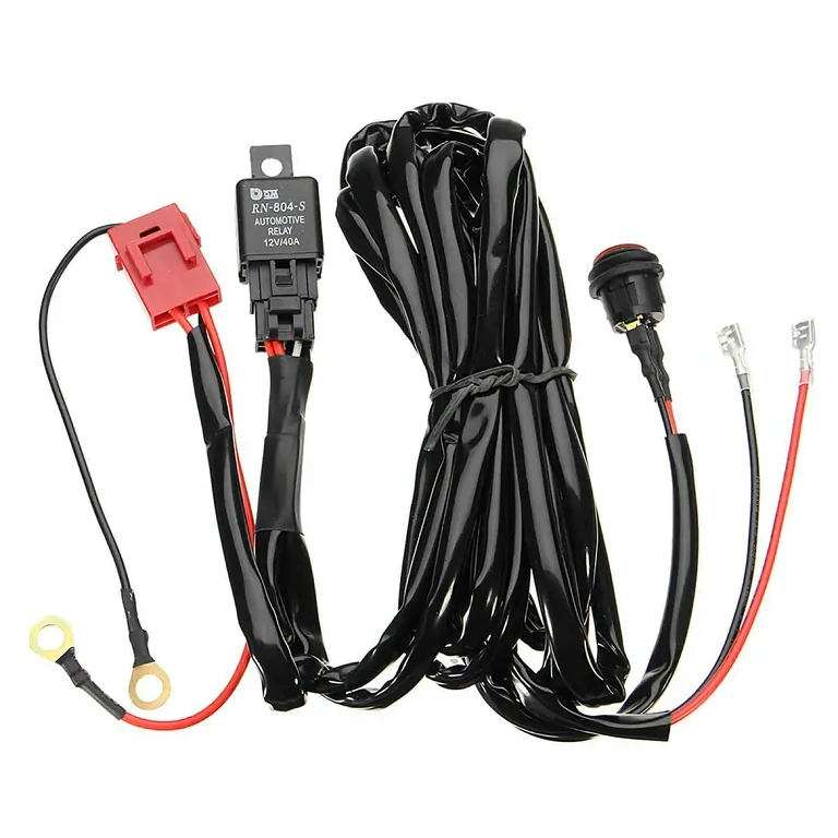 Elektrické zapojení s relé 40A a osvětleným spínačem pro LED