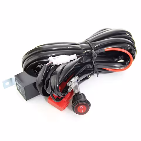 Kabeláž pro LED světlomety auto moto 12V – relé 40A, pojistka 30A, kompatibilní LED BAR