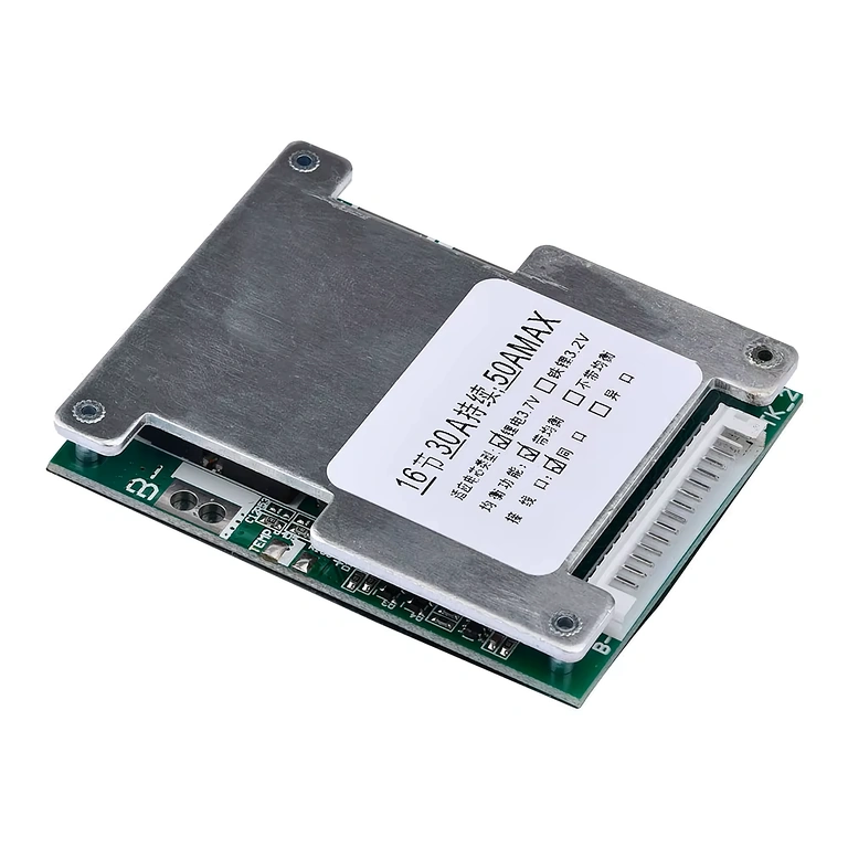 Detailní obrázek elektronické desky BMS 16S 60V 40A, close-up