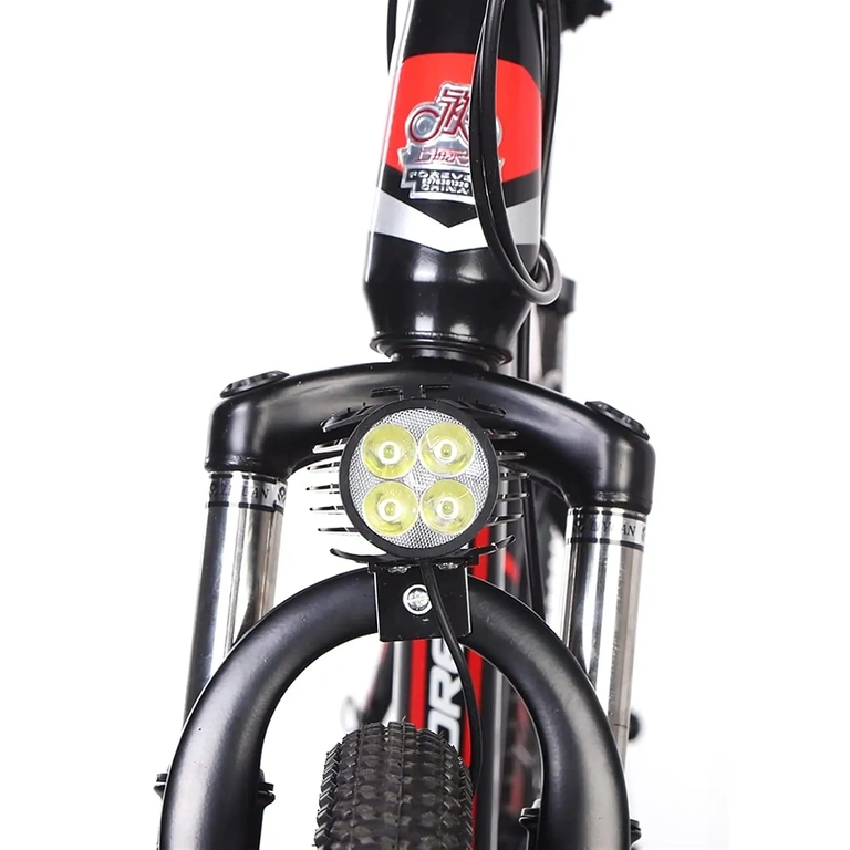 Světlomet namontovaný vpředu na elektrickém kole LED světlo namontované vpředu elektrického kola, přední pohled