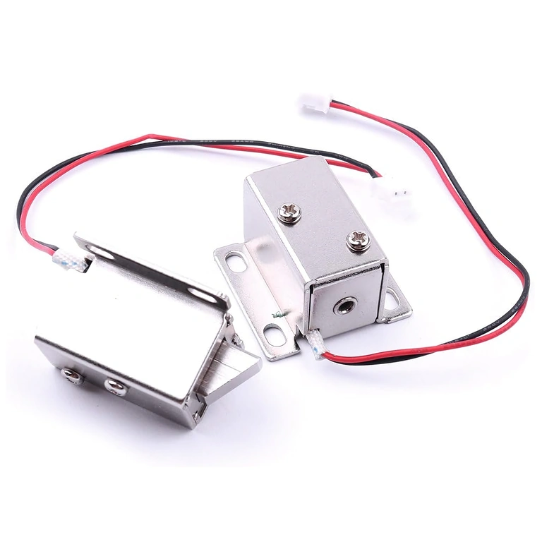 Dva elektromagnetické zámky 12V – pohled zepředu Dva elektromagnetické zámky 12V prezentovány zepředu